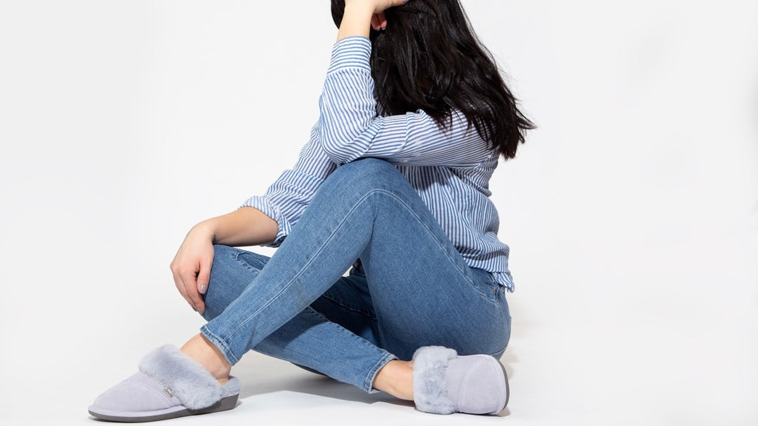 Woman wearing comfy Nuknuuk Slippers
