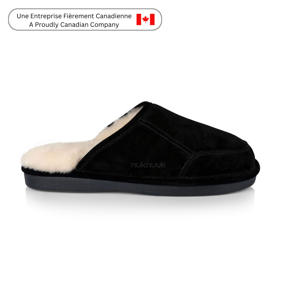 Nuknuuk Luc Men's Shearling Slippers - Sheepskin & Memory Foam, Anti-Slip Sole - Indoor/Outdoor Comfort