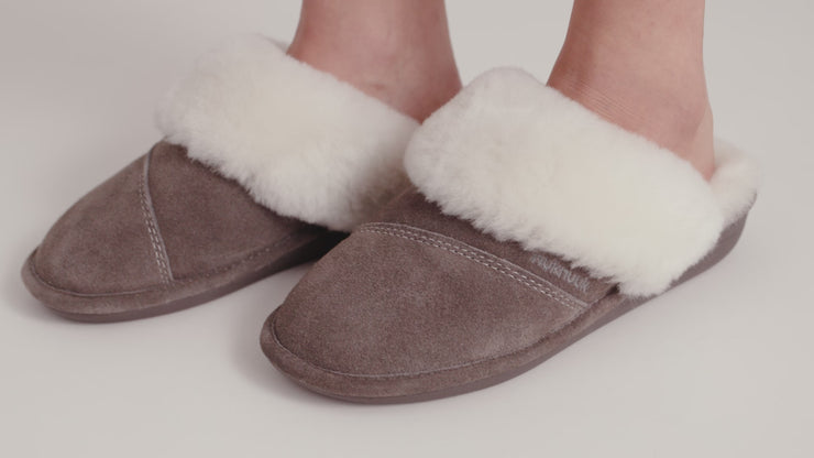 Joy Sheepskin Black Slippers for Women | Nuknuuk